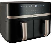 Russell Hobbs Air Fryer [9L] Dual Basket (9 Programs, Dual Zone, Touchscreen, Max 200℃, Auto Shut-Off, Keep warm, Oil Free Cooking, Dishwasher safe parts, 2800W) Satisfry Dual Air Fryer 27680