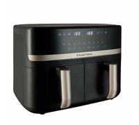 Russell Hobbs Air Fryer [9L] Dual Basket (9 Programs, Dual Zone, Touchscreen, Max 200℃, Auto Shut-Off, Keep warm, Oil Free Cooking, Dishwasher safe parts, 2800W) Satisfry Dual Air Fryer 27680