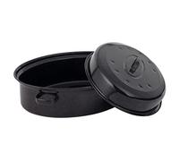 Russell Hobbs Self-Basting Roaster - 38 cm Enamel Oval Roasting Pot with Lid, Large Steel Casserole Dish, Dutch Oven, Easy Clean, for Roast Chicken, Beef, Stew, Dishwasher Safe, Black