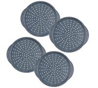 Russell Hobbs Set of 4 Pizza Pans - 37 cm Non-Stick Steel Baking Tray, PFOA Free, Perforated Round Crinkle with Holes, Heavy Duty Kitchenware, Nightfall Stone, Blue Marble