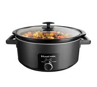 Russell Hobbs Slow Cooker, 7L, 320W, Matte Black, Removable Ceramic Pot | Cooks 8 Portions, Matte Black Stainless Steel Finish, 3 Temperature Settings, Dishwasher Safe, Cool Touch Handles