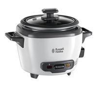 Russell Hobbs Small Rice Cooker, 3 portions of Rice (0.4 L), 600 grams at a time, Automatic Warming Function, Stainless Steel/White, Non-Stick Coating, Steam Exhaust, 200 Watt, 22.2 x 16.8 x 17.2 cm