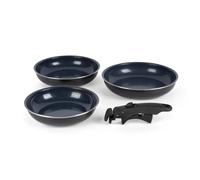 Russell Hobbs Smart Clip 3-Piece Pan Set ? Xylan Plus Non-Stick Coating, Nightfall Stone, 20, 24 and 28 cm Frying Pan, Removable Clip-On Handle,