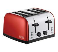 Russell Hobbs 28362 Stainless Steel Toaster, 4 Slice with Variable Browning Settings and Removable Crumb Trays, Red