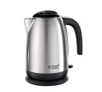 Russell Hobbs Stainless Steel & Black Electric 1.7L Cordless Kettle with black handle (Fast Boil 3KW, Removable washable anti-scale filter, Pull off lid, Perfect pour spout) 23911