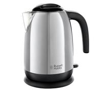 Russell Hobbs Stainless Steel & Black Electric 1.7L Cordless Kettle with black handle (Fast Boil 3KW, Removable washable anti-scale filter, Pull off lid, Perfect pour spout) 23911