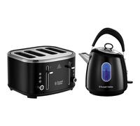Russell Hobbs Stylevia Black Kettle & 4 Slice Toaster Matching Set