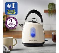 Russell Hobbs Stylevia Kettle, 1.5L, Dome, Top Handle, Fast Boil, Perfect Pour Spout, 3000 W, Stainless Steel, Cream - 28132
