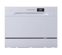Russell Hobbs Table Top Dishwasher Compact Mini with 6 Place Settings, LED Display, Button Control, 6 Programmes, Portable & Efficient, 24hr Timer, Rinse & Eco Mode in White, RH6TTDW0D1W