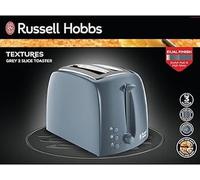 Russell Hobbs Textures 2 Slice Toaster, Extra Wide Slots, 6 Levels, Grey | Matt and High Gloss Finish, Frozen, Cancel and Reheat Functions, Removable Crumb Tray, 850W Power, 21644