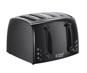 Russell Hobbs Textures 4 Slice Toaster, 1500W, 6 Browning Levels, Black | Wide Slots for Easy Toasting, Removable Crumb Tray, Frozen and Cancel and Reheat Function, Matt and High Gloss Finish