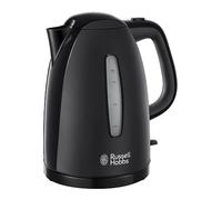 Russell Hobbs Textures Electric 1.7L Cordless Kettle (Fast Boil 3KW, Black premium plastic, matt & high gloss finish, Removable washable anti-scale filter, Push to open lid, Perfect pour spout) 21271