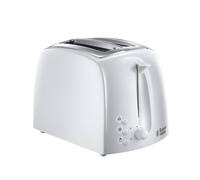 Russell Hobbs Textures 2 Slice Toaster (Extra Wide Slots, 6 Browning levels, Frozen, cancel & reheat function with indicator lights, Removable crumb tray, 850W, White matt & high gloss finish) 21640