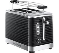 Russell Hobbs Toaster (2 Extra Large Slots) Inspire Black (2 Slices, Gloss HQ Structure, Crumb Drawer, 6 browning levels, Defrosting and Bakery Warmer) Toaster 24371-56