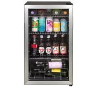 Russell Hobbs Undercounter Fridge 93 Litre/48 Can Undercounter Freestanding Beverage/Drinks Wine Fridge for Beer in Stainless Steel LED Light Drinks & Snacks Glass Door 2 Year Guarantee RH48BC101SS