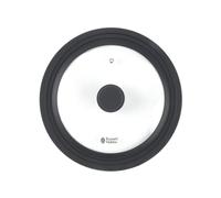 Russell Hobbs Universal Glass Lid for Pots - Fits 20, 22 and 24 cm Diameter Cookware, Soft-Touch Silicone Rim, Space-Saving, Steam