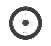 Russell Hobbs Universal Glass Lid for Pots - Fits 24, 26, and 28 cm Diameter Cookware, Soft-Touch Silicone Rim, Space-Saving, Steam Vent, Saucepans
