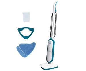Russell Hobbs Upright Steam Mop, 1.4kW Power, 380ml Water Tank, 30-Second Heat-up, 15-Minute Run-Time, Sealed Hard Floors, Tiles, Vinyl Flooring, Carpets, Rugs in White & Aqua, RHSM1001-G