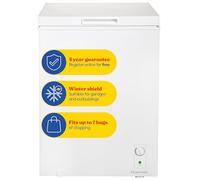 Russell Hobbs White Chest Freezer 143L Freestanding, Adjustable Thermostat, Chill or Freeze Function, 4 Star Freezer Rating & Suitable for Outbuildings & Garages RH142CF0E1W