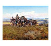 Russell In Enemy's Country Wild West Native American Painting Large Wall Art Print Canvas Premium Mural