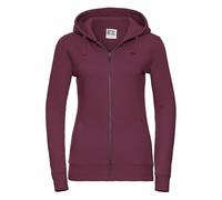 Russell Ladies Premium Authentic Zipped Hoodie Burgundy, 3-Layer Fabric, Small
