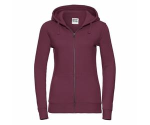 Russell Ladies Premium Authentic Zipped Hoodie Burgundy, 3-Layer Fabric, Small
