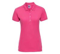 Russell Ladies Stretch Pique Polo Shirt Slim Fit Longer Length Soft Touch Casual