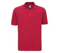 (M, Classic Red) Russell Mens 100% Cotton Short Sleeve Polo Shirt