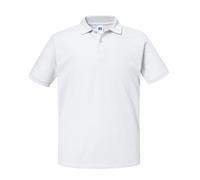 (XL, White) Russell Mens Authentic Eco Piqué Polo Shirt