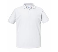 (XS, White) Russell Mens Authentic Eco Piqué Polo Shirt
