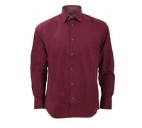 Russell Men's Collection Long Sleeve Easy Care Fitted Shirt in Maroon | Size: 19.5 in Russell Maroon 19.5 in
