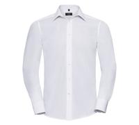 Russell Men's Collection Long Sleeve Poly-Cotton Easy Care Tailored Poplin Shirt in White | Size: 2XL Russell White 2XL