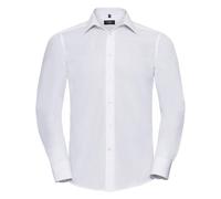Russell Men's Collection Long Sleeve Poly-Cotton Easy Care Tailored Poplin Shirt in White | Size: 4XL Russell White 4XL