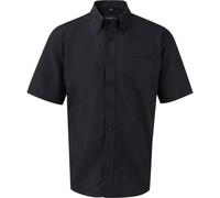 Russell Men's Collection Short Sleeve Easy Care Oxford Shirt in Black | Size: 17.5 in Russell Black 17.5 in