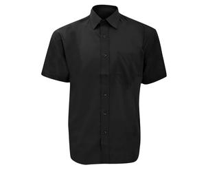Russell Men's Collection Short Sleeve Poly-Cotton Easy Care Poplin Shirt in Black | Size: 15.5 in Russell Black 15.5 in