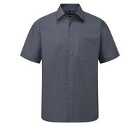 Russell Athletic Collection Mens Short Sleeve Poly-Cotton Easy Care Poplin Shirt (Convoy Grey) - Multicolour - Size 17 inch