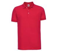Russell Mens Fitted Stretch Polo Short Sleeve Casual Workwear Shirt