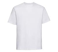 Russell Men's Heavyweight Ringspun T-Shirt - Casual Short Sleeve Top, White, G
