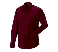 Russell Men's Long Sleeve Fitted Stretch Shirt with Curved Hem
