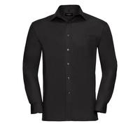 (4XL, Black) Russell Mens Long Sleeve Pure Cotton Work Shirt