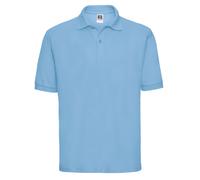 (L, Sky Blue) Russell Mens Polycotton Pique Polo Shirt