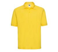 (L, Yellow) Russell Mens Polycotton Pique Polo Shirt