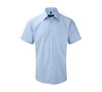 Russell Men's Short Sleeve Herringbone Work Shirt in Light Blue Russell Light Blue One Size