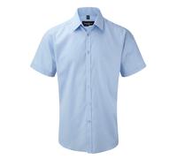 Russell Men's Short Sleeve Herringbone Work Shirt in Light Blue | Size: 19 inches Russell Light Blue 19 inches