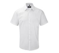 Russell Men's Short Sleeve Herringbone Work Shirt in White | Size: 16.5 in Russell White 16.5 in