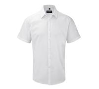 Russell Men's Short Sleeve Herringbone Work Shirt in White | Size: 17.5 in Russell White 17.5 in
