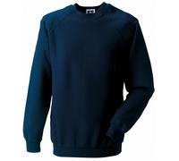 (M, French Navy) Russell Mens Spotshield Raglan Sweatshirt