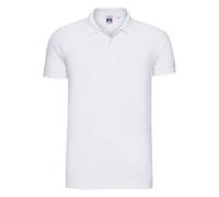 (XL, White) Russell Mens Stretch Short Sleeve Polo Shirt
