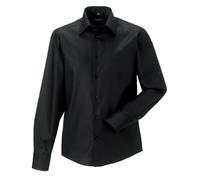 Russell Men's Ultimate Non-Iron Tailored Long-Sleeved Formal Shirt in Black | Size: 15.5 in Russell Black 15.5 in