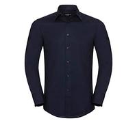 Russell Oxford Shirt, Tailored Fit, Button Cuff, Bright Navy, 19"